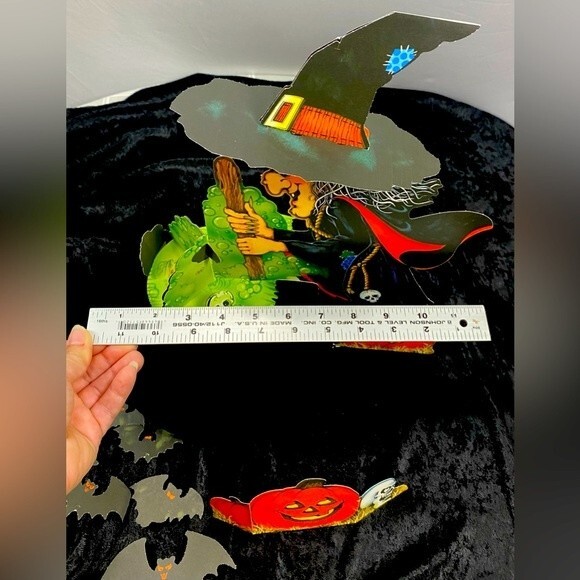 Vtg Halloween Witch Watch Centerpiece Honeycomb Bats Pumpkin Ambassador Hallmark - Picture 6 of 9